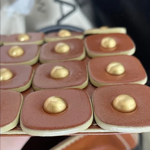 Maxx New York Leather cognac brown Gold chain Studded Shoulder Bag - Picture 12 of 17